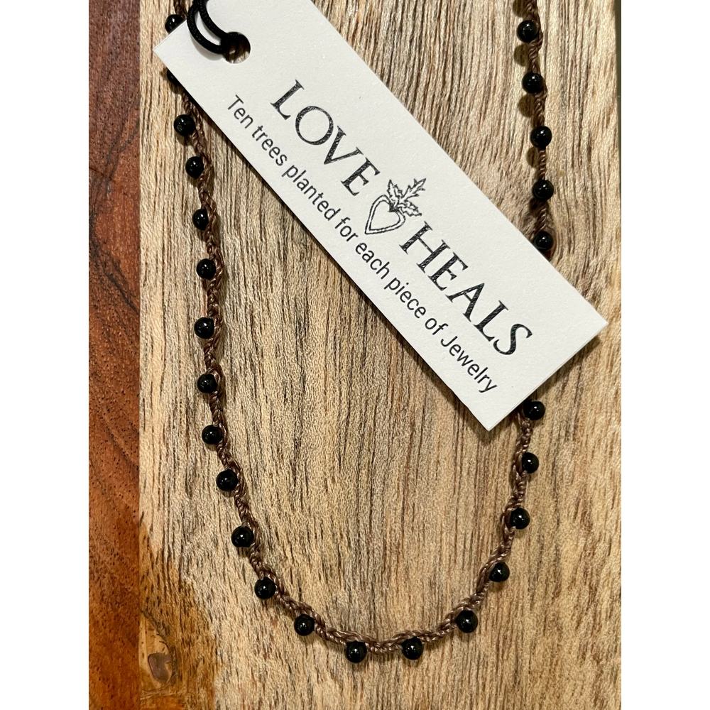 Love Heals 24" Black Spinel Braided Strand Necklace NEW RETAIL $109 LH51
